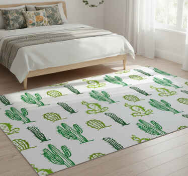 Alfombra vinílica flores estilo cactus verde - TenVinilo