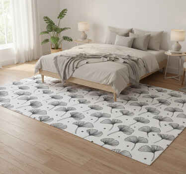 Vinylový koberec s kvetmi v bielom vzore ginkga - Tenstickers