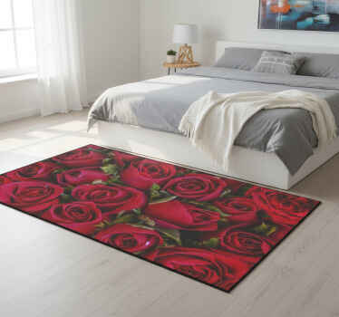 Vinylový koberec s kvetmi v červenom štýle - Tenstickers