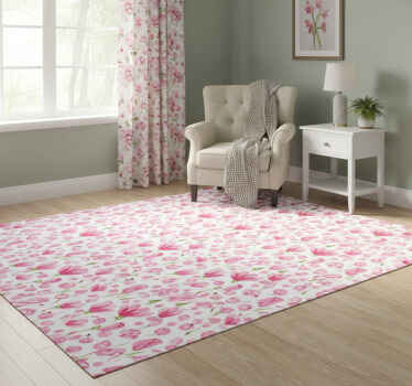 Vinylový koberec s kvetmi ružové akvarelové kvety - Tenstickers