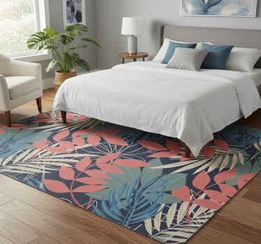 Flower vinyl rug with modern elegant flora pattern - TenStickers