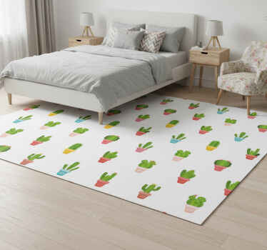 Vinylový koberec s kvetmi v kaktusovom vzore - Tenstickers