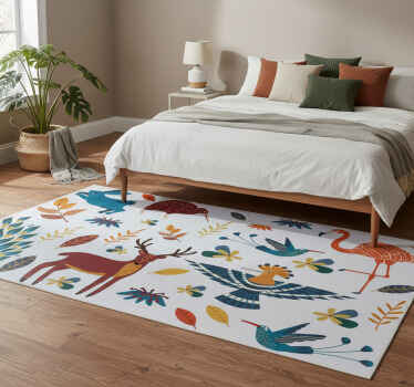 Vinyl tapijt bloemen en planten tengango stijl dieren planten - TenStickers