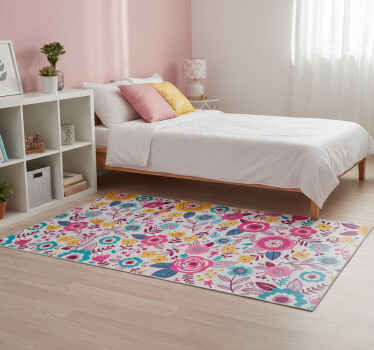 Dywan winylowy w kwiaty i rośliny różowe kwiaty - TenStickers