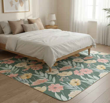 Vinyl tapijt bloemen en planten aquarel bloemenpatroon - TenStickers