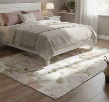 Alfombra vinílica flores patrón floral elegante - TenVinilo