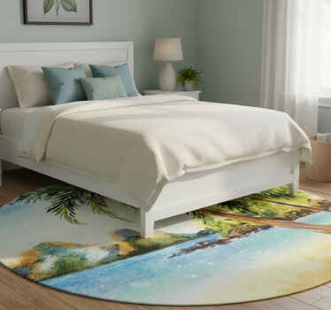 Vinylový koberec s kvetmi akvarelové palmy - Tenstickers