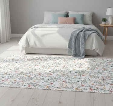 Alfombra vinílica flores jardín minimalista delgado - TenVinilo