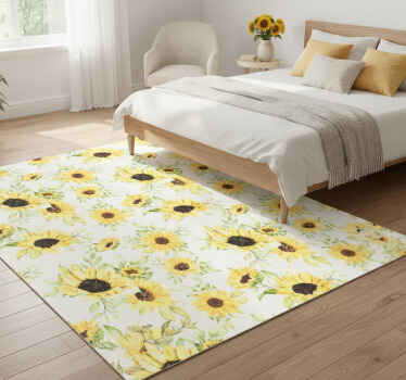 Flower vinyl rug watercolor sunflowers - TenStickers
