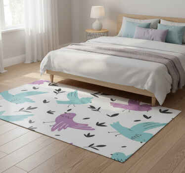 Blue and purple birds animal vinyl rug - TenStickers