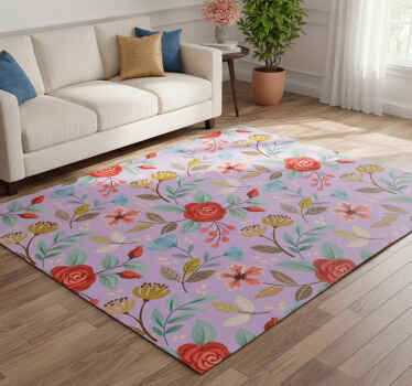 Tapis vinyle plantes fleurs colorées - TenStickers