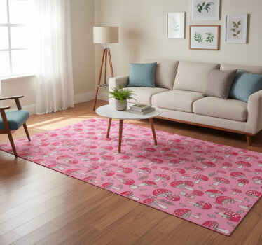 Alfombra vinílica flores champiñones rosas clásicos - TenVinilo