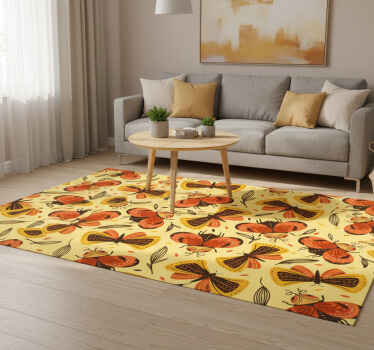 Floral vinyl rug with butterfly on flower design - TenStickers