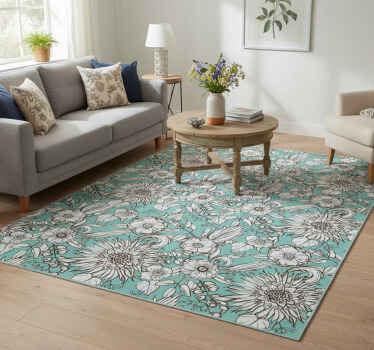 Vinylový koberec s kvetmi v slnečnicovom vzore - Tenstickers