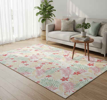 Vinylový koberec s kvetmi v dizajne neonových listov - Tenstickers
