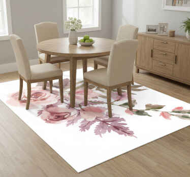 Flower vinyl rug watercolor floral design - TenStickers