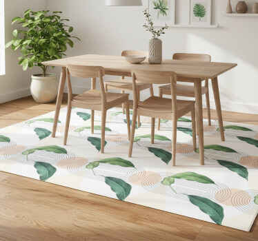 Vinyl tapijt bloemen en planten groene blad op abstract roze acht - TenStickers