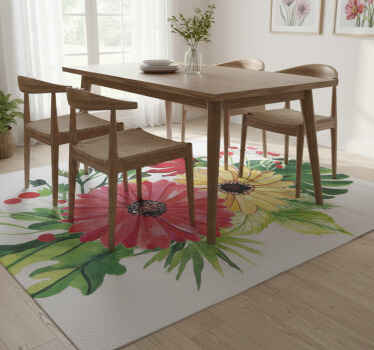 Vinylový koberec s kvetmi v horizontálnom elegantnom dizajne - Tenstickers