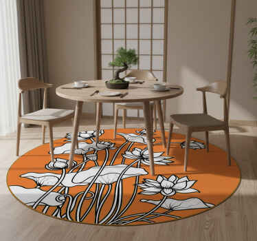 Vinyl teppich blumen mit lotusillustration im japanischen stil - TenStickers