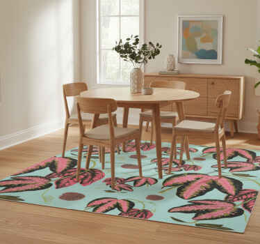 Alfombra vinílica flores maranta verde y roja - TenVinilo