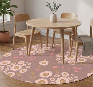 Vinyl tapijt bloemen en planten pastel gekleurde folkart patroon - TenStickers
