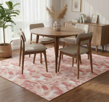 Tappeto vinile fiori funghi di bosco su sfondo beige - TenStickers