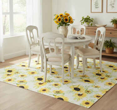 Tappeto vinile fiori motivo girasole acquerello - TenStickers