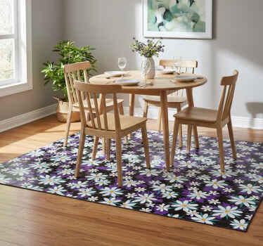 Vinylový koberec s kvetmi na čiernom pozadí - Tenstickers