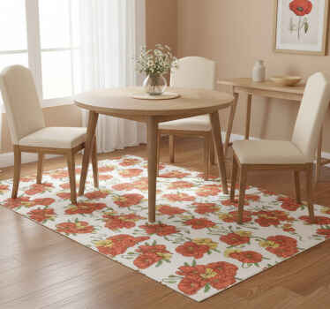 Vinylový koberec s kvetmi makov na bielom pozadí - Tenstickers