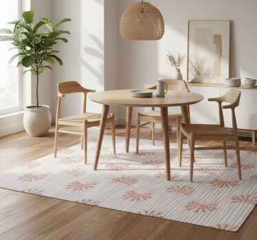 Flower vinyl rug in geometric pastel pink design - TenStickers