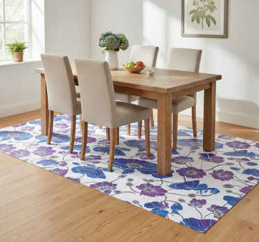 Vinylový koberec s kvetmi modrými a fialovými - Tenstickers