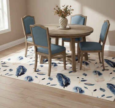 Vinylový koberec s kvetmi lietajúce listy a perá - Tenstickers