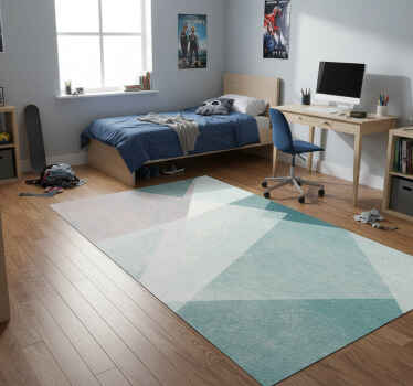 Geometric vinyl rug in teal pastel overlays - TenStickers