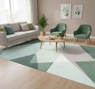 Sage green geometric vinyl rug - TenStickers