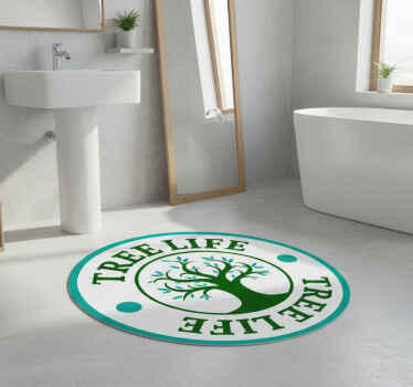 Alfombra vinílica flores Árbol de la vida verde - TenVinilo