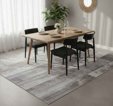 Dining room vinyl rug in grey wooden planks - TenStickers
