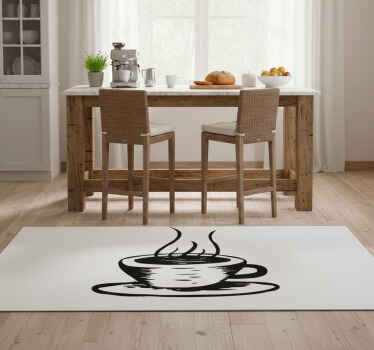 Coffe with milk kitchen vinyl rug - TenStickers