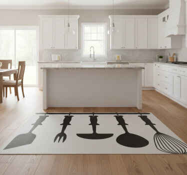 Kitchen vinyl rug with hanging kitchen utensils - TenStickers