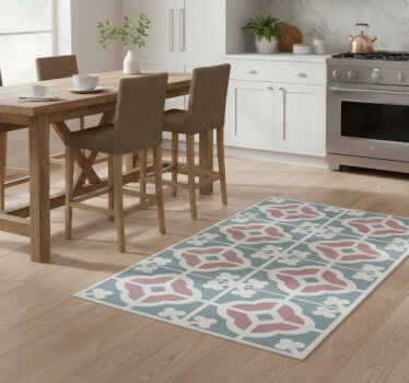 Kitchen vinyl rug floral hydraulic tile - TenStickers
