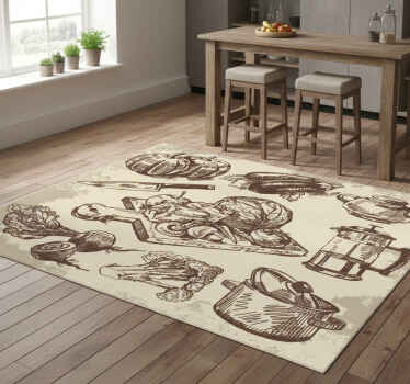 Vintage illustration kitchen vinyl rug - TenStickers