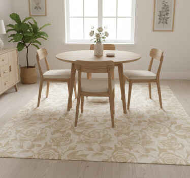 Beige vintage roses dining room vinyl rug - TenStickers