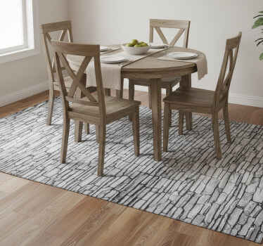 Dining room vinyl rug with structured blocks - TenStickers