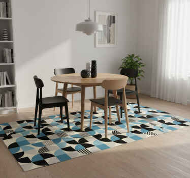 Tapis vinyle salle à manger motif bauhaus bleu rétro - TenStickers