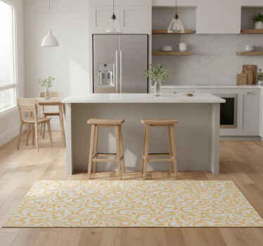Kitchen vinyl rug with yellow polish flowers - TenStickers