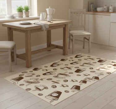 Vinilna preproga za kuhinjo z vzorcem kavnih skodelic - TenStickers