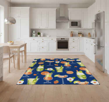 Vintage cocktails kitchen vinyl rug - TenStickers