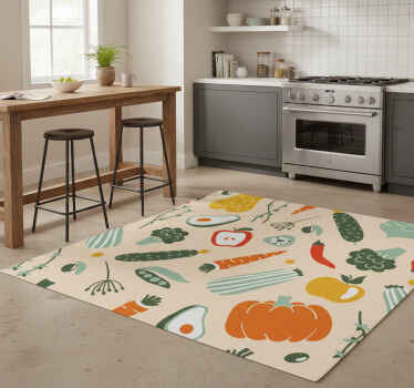 Kitchen vinyl rug with beige food pattern - TenStickers