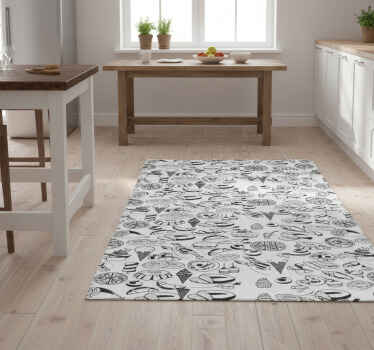 Kitchen vinyl rug with food doodles design - TenStickers