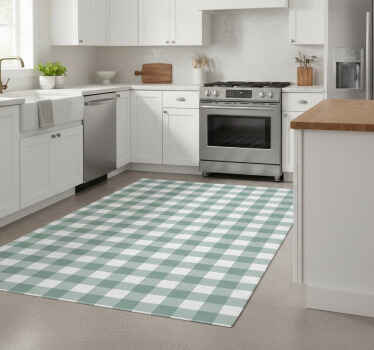 Green tartan kitchen vinyl rug - TenStickers