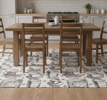 乙烯基厨房地毯咖啡图案设计 - TenStickers